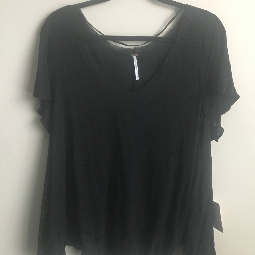 Free People Oversized Flowy Short Sleeve Top